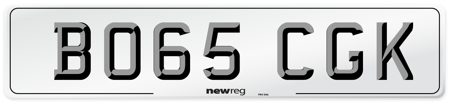 BO65 CGK Number Plate from New Reg
